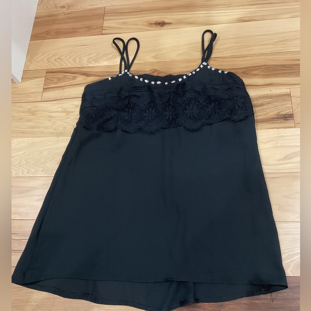 Black tank top with beaded work